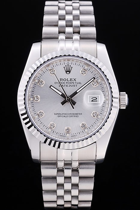 Rolex Swiss Movement Monochrome Watch Silver Dial 44mm