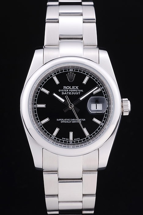 Rolex Swiss Movement Monochrome Gentlemen Watch Black Dial 44mm