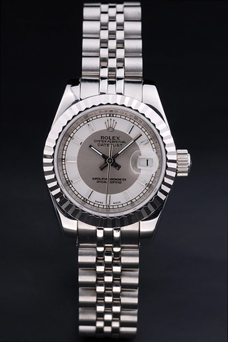 Rolex Datejust Swiss Movement Quality Replica Watches Silver Watch White Grey Dial 34mm