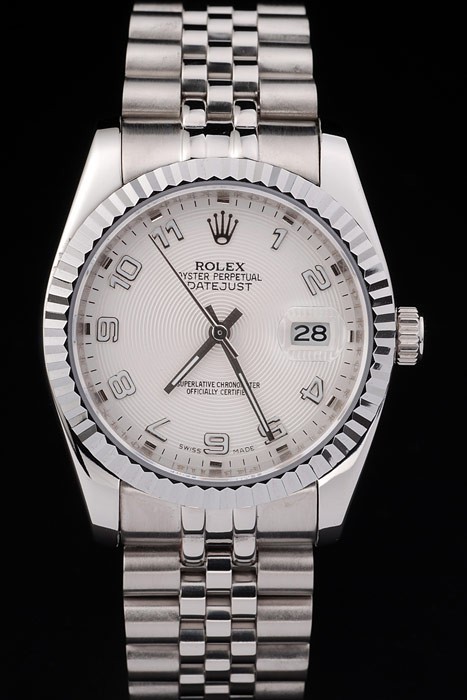 Rolex Datejust Swiss Movement Replica Watches Silver Watch White Dial 44mm