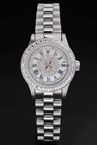 Rolex Datejust Swiss Movement Quality Replica Watches Silver Watch Diamond Dial 33mm