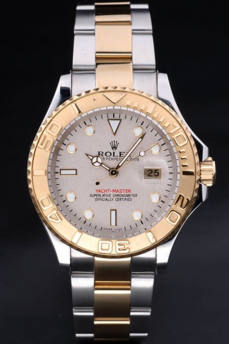 Rolex Yacht-Master Swiss Movement Two-color Watch Silver Grey Dial 48mm