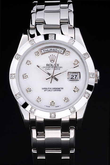 Rolex Day-Date Swiss Movement Quality Replica gentlemen Watches Automatic Silver Watch White Dial 48mm