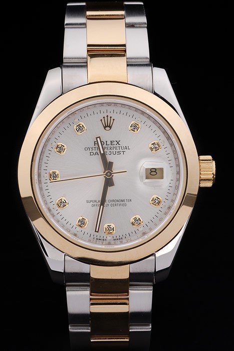 Rolex Datejust Swiss Movement Quality Replica Watches Silver Gold Watch Silver Dial 48mm