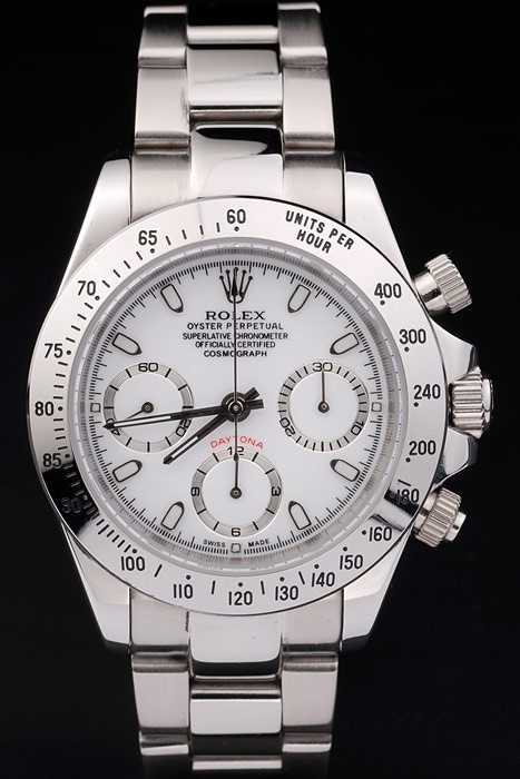 Rolex Daytona Swiss Movement  Mechanism Silver Watch White Dial 46mm