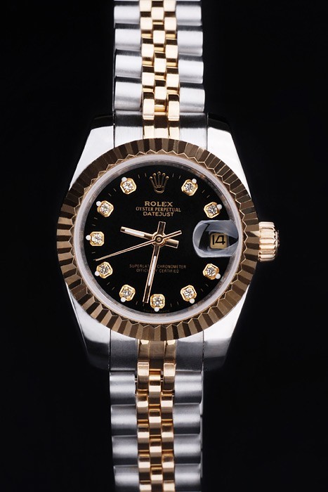 Rolex Datejust Swiss Movement Quality Replica Watches Silver Watch Black Dial 34mm