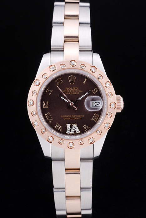 Rolex Swiss Movement Two-color Watch Chocolate Dial 35mm