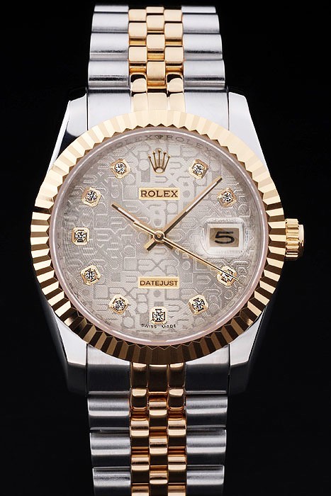 Rolex Datejust Swiss Movement Quality Replica Watches Silver Watch Gold Dial 45mm