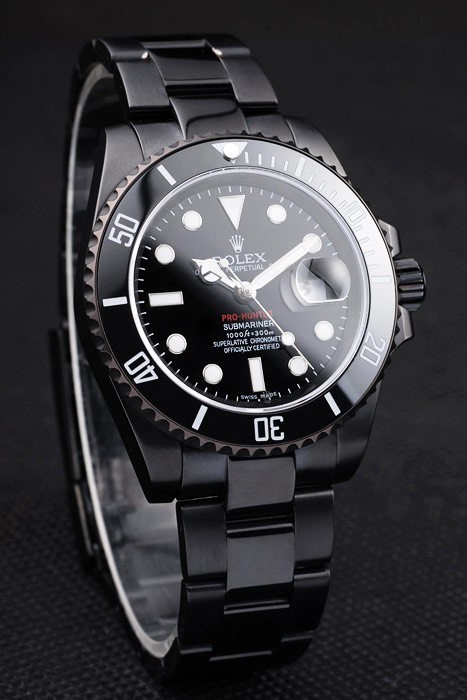 Rolex Swiss Submariner Pro-Hunter Black Steel Strap Black Dial 48mm