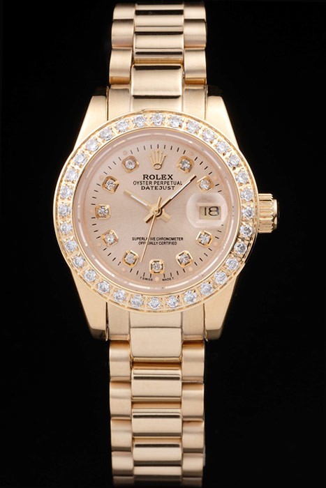 Rolex Datejust Swiss Movement Quality Replica Ladies Watches Gold Watch Gold Dial 34mm