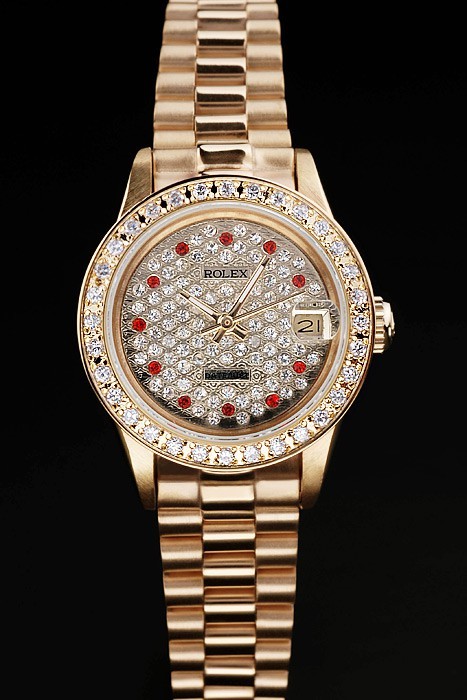Rolex Datejust Swiss Movement Quality Replica Watches Gold Watch Diamond Dial 33mm