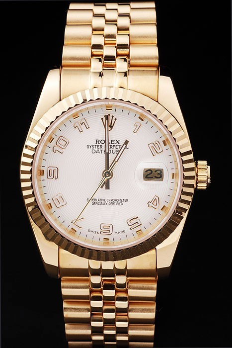 Rolex Datejust Swiss Movement Replica Watches Gold Watch White Dial 44mm