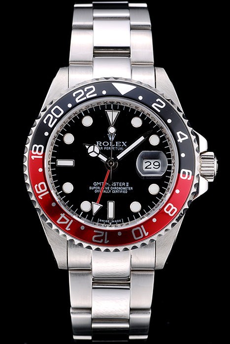 Rolex GMT Watch Replica Swiss Movement Monochrome Watch Black Dial 48mm
