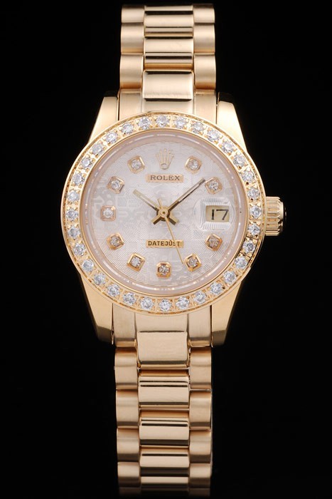 Rolex Datejust Swiss Movement Quality Replica Watches Gold Watch White Pink Dial 35mm