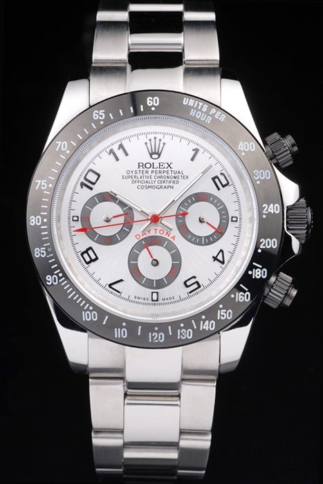Rolex Daytona Swiss Movement Stainless Steel Black Enameled Silver Dial 48mm