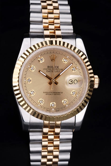 Rolex Datejust Swiss Movement Quality Replica Watches Silver Watch Gold Dial 45mm
