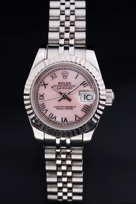 Rolex Datejust Swiss Movement Quality Replica Watches Silver Watch Pink Dial 34mm