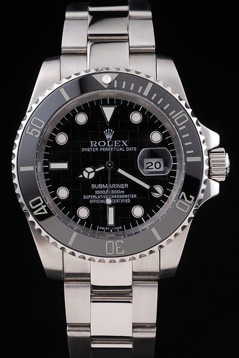 Rolex Submariner Swiss Movement Monochrome Watch Black Dial 40mm