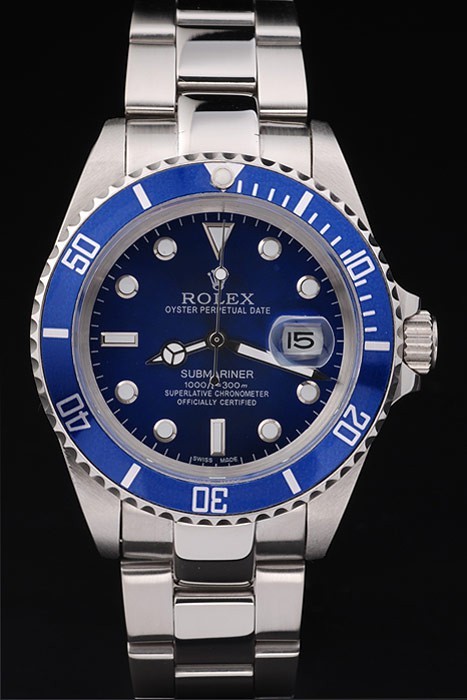 Rolex Submariner Swiss Movement Mechanism Silver White Watch Dark Blue Dial 47mm