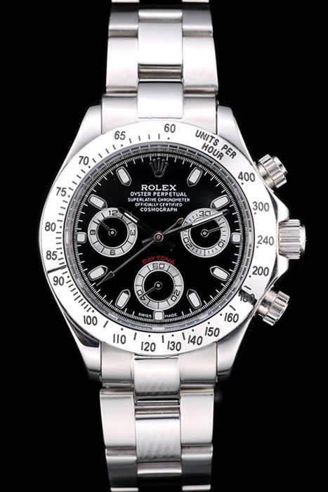 Rolex Daytona Swiss Movement Replica Monochrome Watches Black Dial 43mm