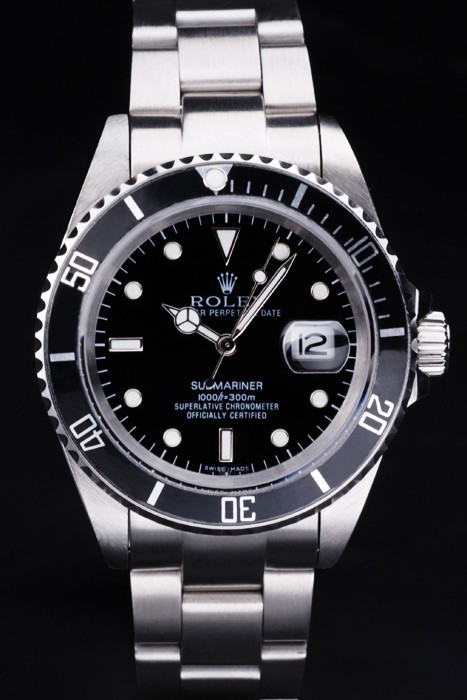 Rolex Submariner Swiss Movement Monochrome Watch Black Dial 48mm