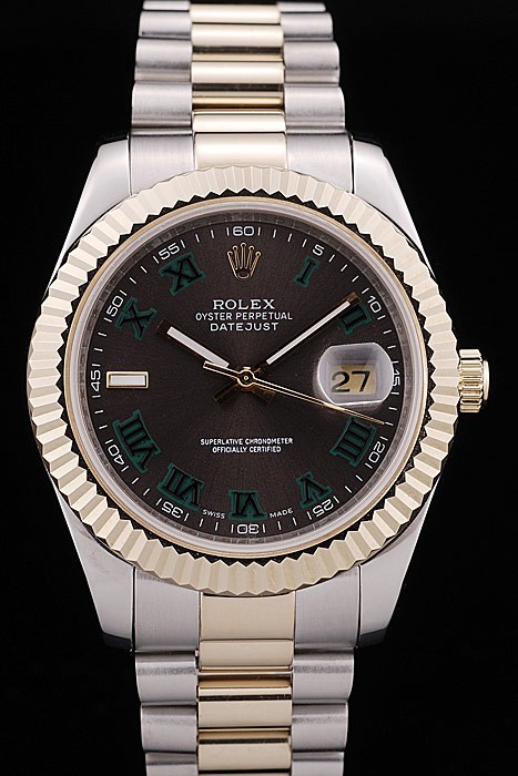 Rolex DateJust Swiss Movement Quality Replica Watches Silver Watch Black Dial 50mm
