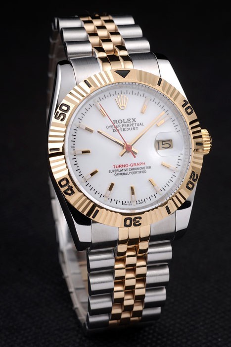 Rolex Datejust Swiss Movement Quality Replica Watches Silver And Gold Watch White Dial 45mm
