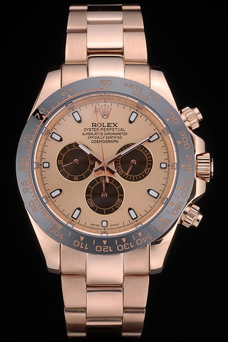 Rolex Daytona Swiss Movement Ion Plated Tachymeter Rose Gold Strap Rose Gold Dial 50mm