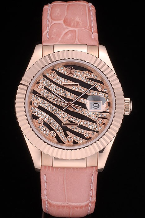 Swiss Movement Rolex Datejust Special Edition 2012 Pale Pink Leather Strap