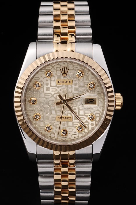 Rolex Datejust Swiss Movement Replica Watches Gold Dial 44mm