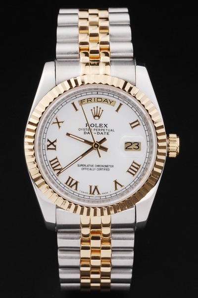 Rolex Day-Date Quality Replica Watches Swiss Movement Two-color Watch White Dial 44mm
