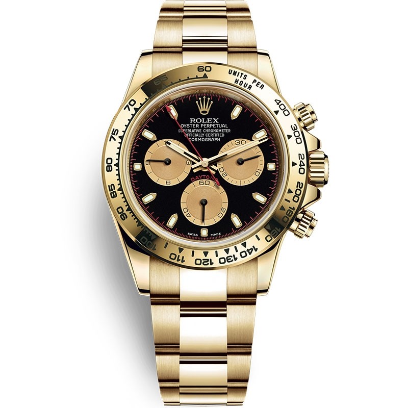 High End Replica Swiss Rolex Cosmograph Daytona Champagne and Black Dial Men's Oyster Watch 116508