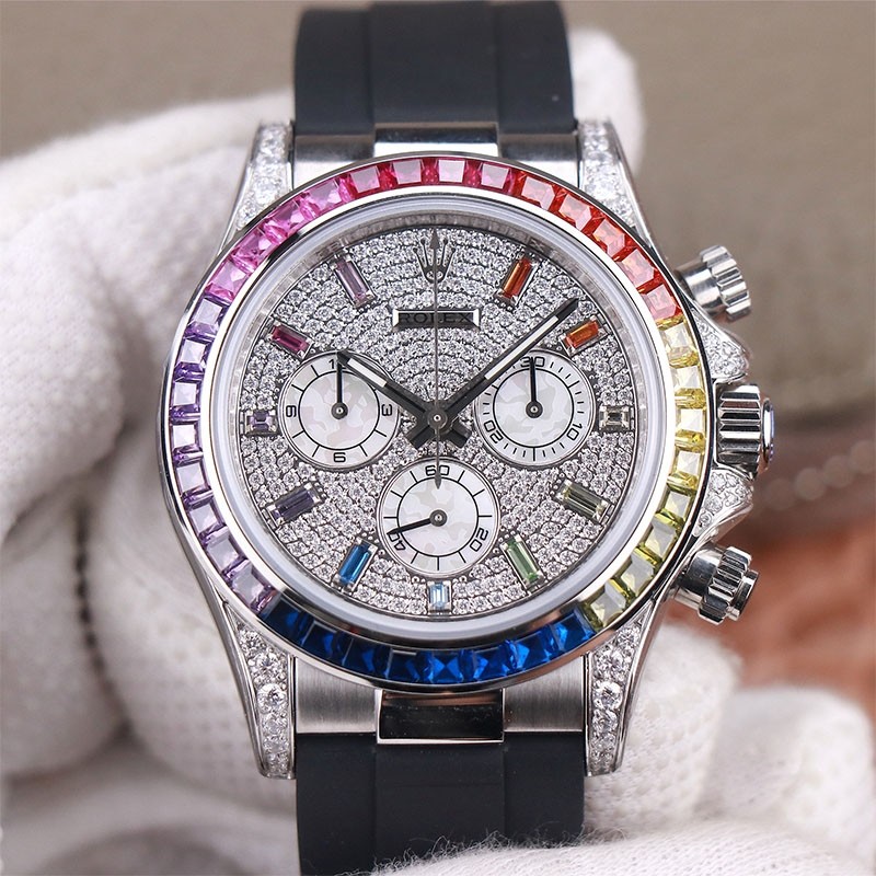 Super Model Swiss Rolex Cosmograph Daytona Automatic White Gold Replica Men's Watch 116598RBOW 