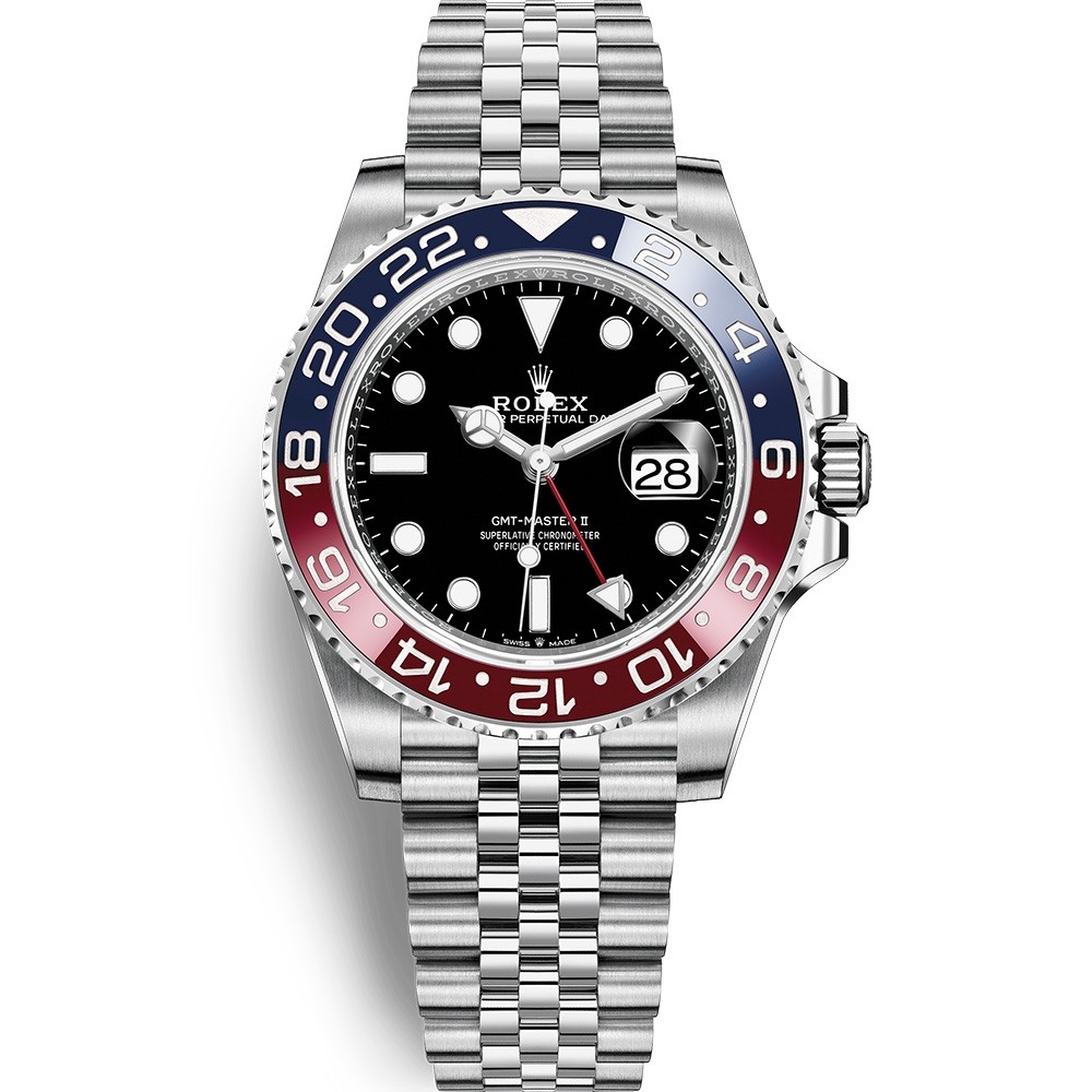  Super Clone Rolex GMT-Master II Swiss Automatic Replica Blue and Red Bezel Black Dial Men's Watch 126710BLRO-0001 