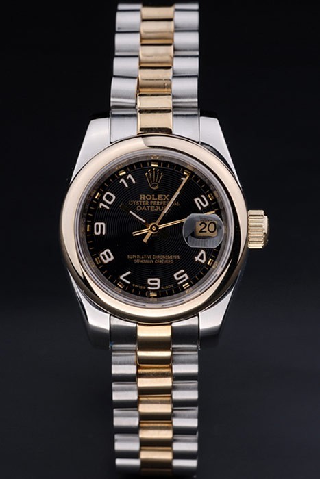 Rolex Datejust Swiss Movement Quality Replica Watches Silver Watch Black Dial 34mm