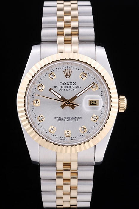Rolex Swiss Movement  Two-color Watch White Dial 44mm