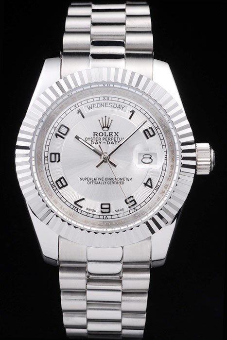 Rolex Day-Date Swiss Movement Quality Replica Watches Automatic Watch Silver White Dial 48mm