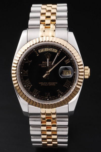 Rolex Day-Date Swiss Movement Quality Replica Watches Automatic Watch Black Dial 44mm