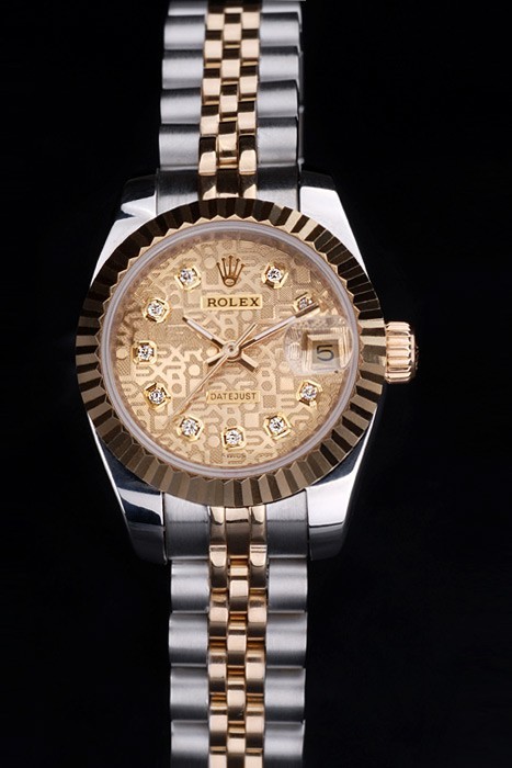 Rolex Datejust Swiss Movement Quality Replica Watches Silver Watch Gold Dial 34mm