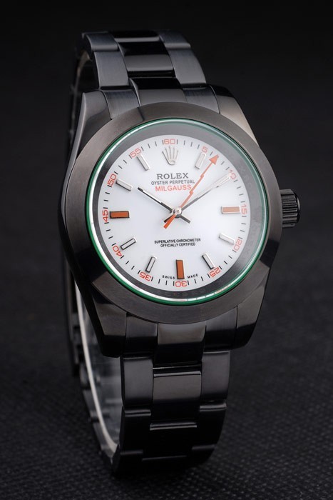 Rolex Milgauss Pro-Hunter Swiss Movement Tinted Green Saphire White Dial 48mm