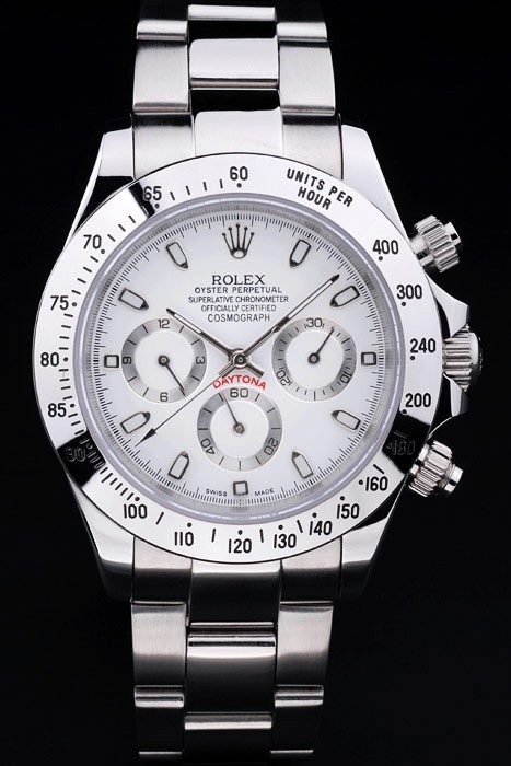 Rolex Daytona Swiss Movement Silver Watch White Dial 48mm