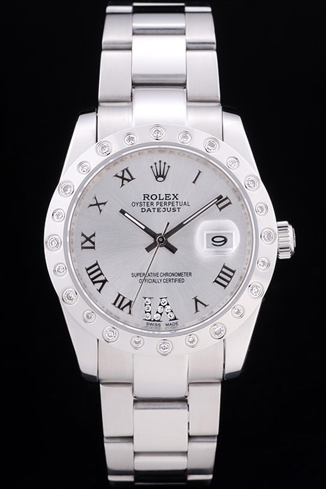 Rolex  Swiss Movement Monochrome Silver White Watch White Dial 44mm