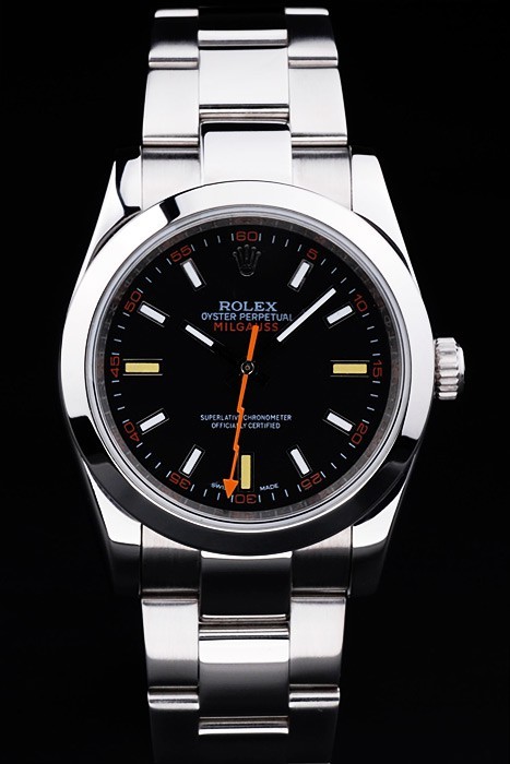 Rolex Milgauss Watch Replica Swiss Movement Monochrome Watch Black Dial 45mm