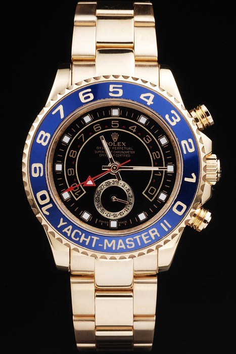 Rolex Yacht Watch Swiss Movement Monochrome Watch  Replica Black Dial 48mm