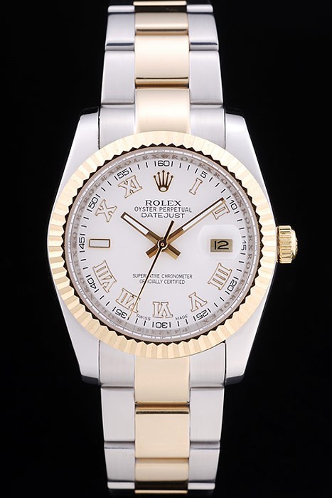 Rolex Swiss Movement  Two-color Watch White Dial 44mm