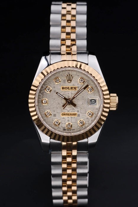 Rolex Datejust Swiss Movement Quality Replica Watches Silver Watch Gold Dial 34mm