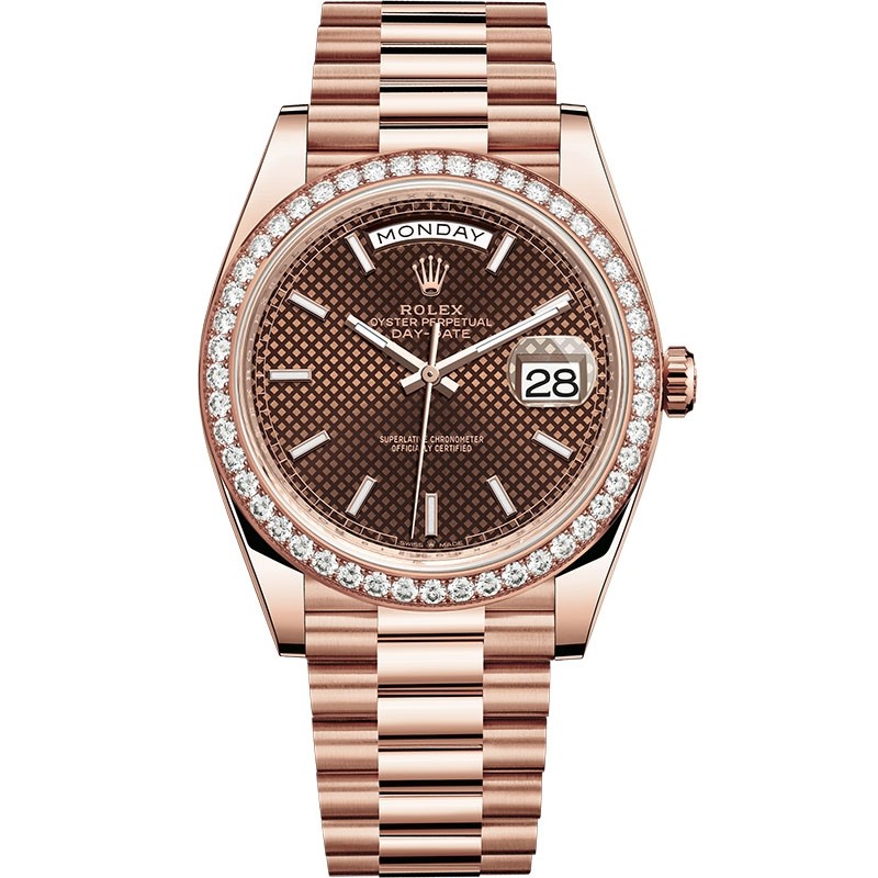 High End Swiss Rolex Day-Date 40 Chocolate Dial Rose Gold Replica President Unisex Watch 228239RBR 