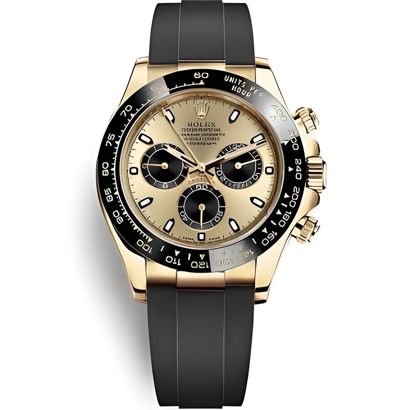 Super Clone Replica Swiss Rolex Cosmograph Daytona Automatic Gold Dial Oysterflex Men's Watch 116518