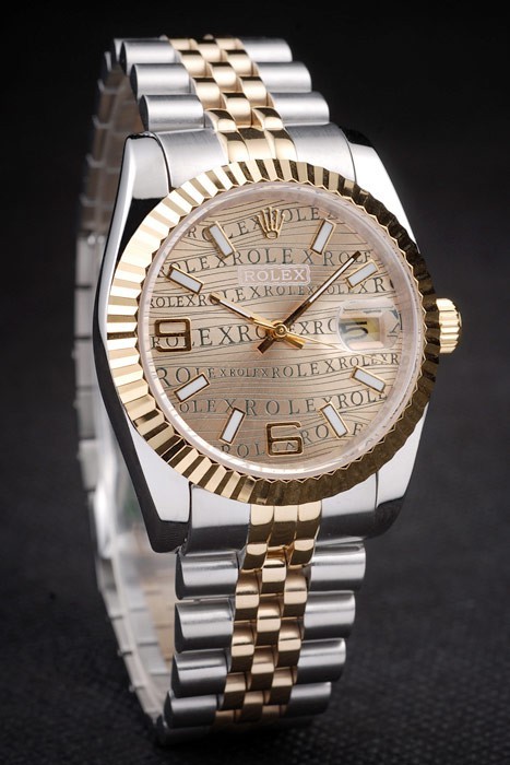 Rolex Datejust Swiss Movement Quality Replica Watches Gold Silver Watch Gold Dial 45mm