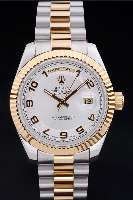 Rolex Day-Date Swiss Movement Quality Replica Watches  Automatic Watch Silver White Dial 48mm
